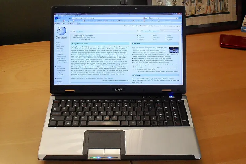 Laptop showing a web page