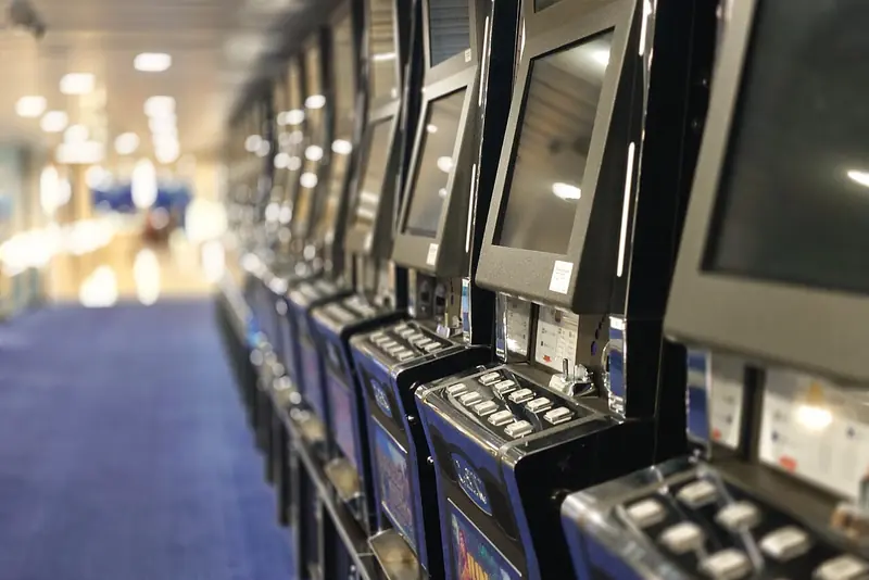 Row of slot machines aboard a ferry