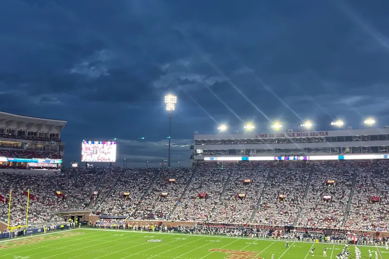 College football game in a full stadium